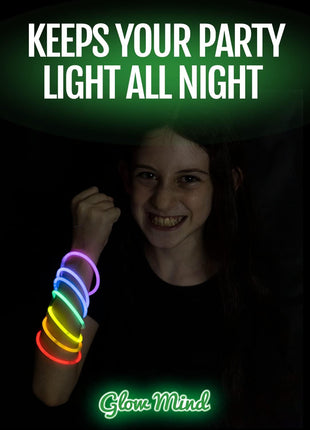 100 Ultra Bright Glow Sticks Bulk Party Pack - Halloween Glow in the Dark Party Supplies Pack - 8" Glowsticks Party Favors with Bracelets and Necklaces