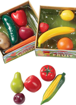 Melissa & Doug Play-Time Produce Fruit (9 pcs) and Vegetables (7 pcs) Realistic Play Food