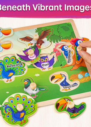 SYNARRY Wooden Puzzles for Toddlers 1-3, 6XSET Animals Puzzles for Toddlers 2-4 with Rack, Toddler Puzzles Ages 2-4, Kids Learning Educational Montessori Toys, Education Toys for 2 3 Years Boys Girls
