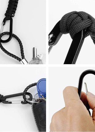 BRAVESHINE Paracord Keychain Carabiner Clip, D Ring Lanyard Hanger Stroller Hook for Water Bottle, Key, Backpacks, Men, Women