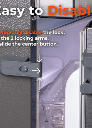 2-Pack Child Proof Fridge Lock with Adhesive - No Tools Required - Refrigerator Lock for Kids - Freezer Latch to Keep Door Closed - for Toddlers, Cats, & Dogs.