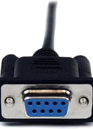 StarTech.com 2m Black DB9 Null Modem Serial Cable, Male to Female | 9 pin Null Modem Cable, Cross Wired, DB-9 (M) to DB-9 (F), Male to Female