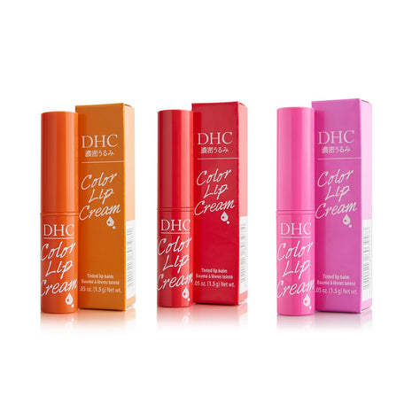 DHC Color Lip Cream 3 Pack, Red, Pink and Apricot