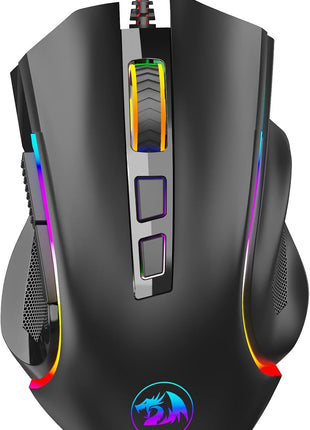 Redragon M602 Gaming Mouse, Ergonomic RGB Gaming Mouse Wired with 7200 Adjustable DPI, 9 Programmable Buttons, Professional Software for Gamer Office [Black]