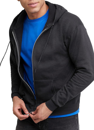 Hanes mens Full-zip Eco-smart Hoodie athletic sweatshirts, Black, Large US
