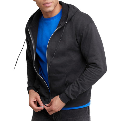 Hanes mens Full-zip Eco-smart Hoodie athletic sweatshirts, Black, Large US
