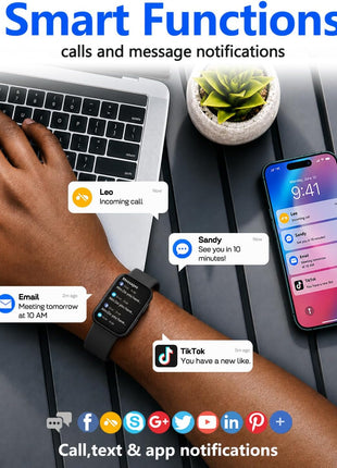 MorePro Health Fitness Tracker for Women Men, 24/7 Heart Rate Blood Pressure & Oxygen Monitoring, Sleep Tracker, 100+ Sport Modes Smart Watch, IP68 Waterproof, 2 Bands, Compatible Android iOS