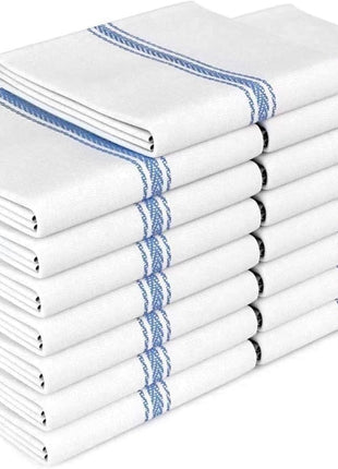 Zeppoli Classic Dish Towels - 15 Pack - 14" by 25" - 100% Cotton Kitchen Towels - Reusable Bulk Cleaning Cloths - Blue Hand Towels - Super Absorbent - Machine Washable