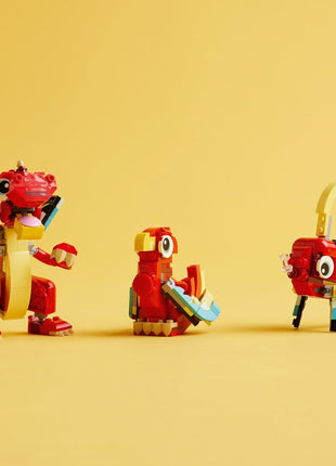 LEGO Creator 3 in 1 Red Dragon Toy, Transforms from Dragon to Fish to Phoenix, Gift Idea for Boys and Girls Ages 6 and Up, Animal Toy Set for Kids, 31145