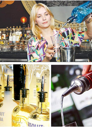 BALTRE 2PCS Stainless Steel Pourers, Speed Liquor Bottle Pourer, Olive Oil and Vinegar Tapered Stopper Spout, Suitable for About 3/4 inch Bottle Mouth, Olive Oil Spout with Sealed Dust Caps