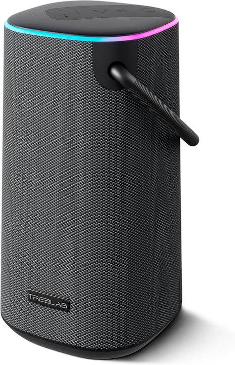 TREBLAB Portable Bluetooth Speaker with Handle - Loud 60W Stereo Sound with Deep Bass, 25H Playtime, Wireless Powerbank, RGB Lights, Dual Pairing, Waterproof - for Home Parties, Outdoor Pool, Golf