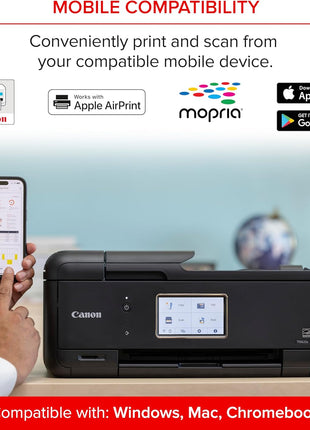 Canon PIXMA TR8620a - All-in-One Printer Home Office|Copier|Scanner|Fax|Auto Document Feeder | Photo, Document | Airprint (R), Android, Black, Works with Alexa