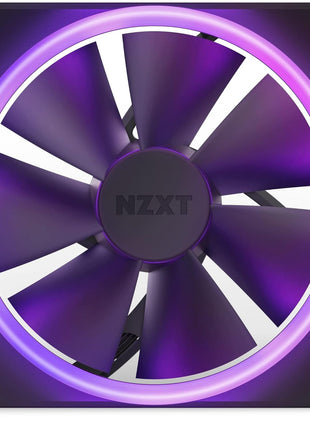NZXT F120 RGB - 120mm PWM RGB PC Case Fan - Black | 120mm PWM RGB fan with advanced lighting customization and whisper-quiet cooling. CAM-compatible lighting.