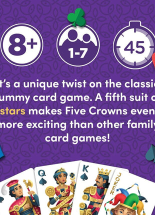 Five Crowns Collectible Tin – Card Game for Kids and Adults, Family Game Night, The Game isn't Over Until the Kings Go Wild, 5 Suited Rummy Style Card Game, 1-7 Players, Ages 8+
