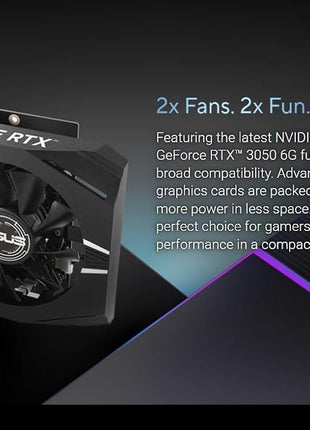ASUS Dual NVIDIA GeForce RTX 3050 6GB GDDR6 OC Edition Gaming Graphics Card - PCIe 4.0, HDMI 2.1, DisplayPort 1.4a, 2-Slot Design, Axial-tech Fan Design, Steel Bracket, 3 Year Warranty