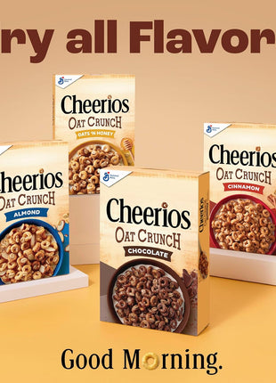 Cheerios Oat Crunch Cinnamon Breakfast Cereal, Made with Whole Grain, Family Size, 24 oz