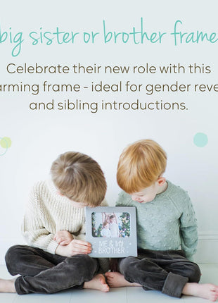 Me and My Brother Picture Frame, Sibling Keepsake, Ideal for Brothers or Sisters, Baby Showers and Gender Neutral Nursery Decor, Gray