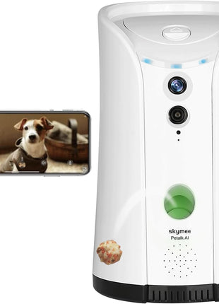 Dog Camera Treat Dispenser, WiFi Remote Pet Camera with Two-Way Audio and Night Vision, Compatible with Alexa