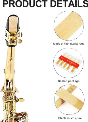 Sovvid 10 Pack Professional Alto Saxophone Reeds with Plastic Box, Strength 2.5 Alto Sax Reeds, Laser Engraved Marking & Thinner Reed Tip for Easy of Play, Traditional Reeds for Saxophone Alto