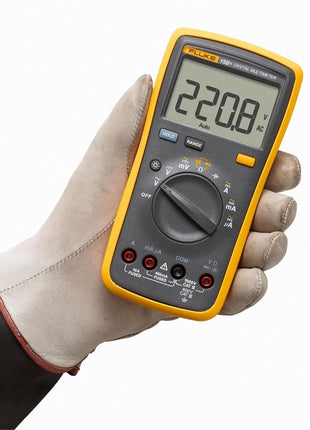Fluke 15B+ Digital Multimeter, for Electrical Applications, Measures AC/DC Voltage and Current Measurements up to 1000V and 10A, Along with Resistance, Continuity, Diode, and Capacitance Capabilities