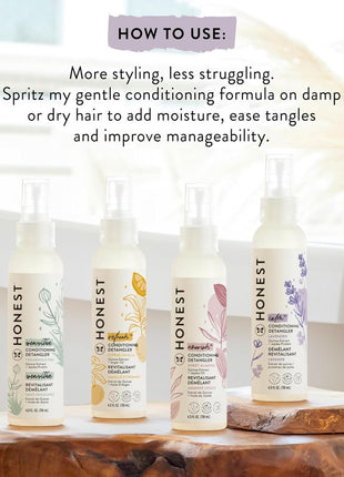The Honest Company Conditioning Hair Detangler | Leave-in Conditioner + Fortifying Spray | Tear-free, Cruelty-Free, Hypoallergenic | Citrus Vanilla Refresh, 4 fl oz