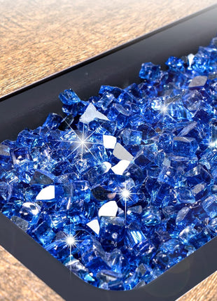 GASPRO 10 lbs Fire Glass for Propane Fire Pit, 1/2-Inch Reflective Fireplace Glass Rocks for Fire Pit Table, Cobalt Blue