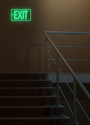 EXIT Signs Glow In The Dark EXIT Decals 3 Pack 12"x7" EXIT Photoluminescent Signs Stickers, Glows For Up To 8 Hours
