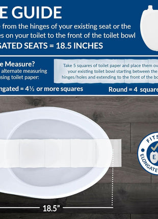 Mayfair Linden Slow Close Toilet Seat, Non Slip Heavy Duty Wood, Easy Install, Elongated, White
