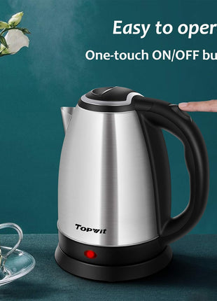 TOPWIT 2.0L Stainless Steel Electric Kettle, Rapid Boiling Hot Water Kettle | BPA-Free, No Plastic Contact, Electric Tea Kettle with Auto Shut-off and Boil-dry Protection for Home & Office