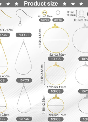 OIIKI 700pcs Hypoallergenic Earring Making Kit, Gold/Silver Plated Earring Hooks, Earring Beading Hoop, Clear Rubber Earring Backs, Jump Rings for DIY Jewelry Making, Earring Making Supplies