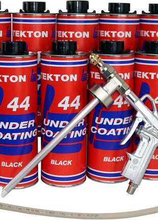 Tekton44 Vehicle Undercoating - Black Sprayable Automotive Undercoating Kit for Cars, Trucks, Vans - Rust and Corrosion Protection (12 Liter Cans with Sprayer and Wand)