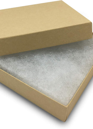 TheDisplayGuys - 100-Pack #33 Cotton Filled Cardboard Paper Jewelry Boxes Gift Case - Kraft Brown (3.5 inch x 3.5 inch x 1.0 inch) - for Shipping or Storage