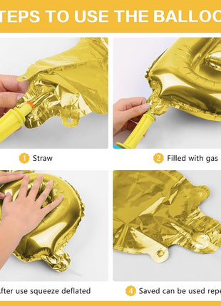 Gold Happy Birthday Balloons Banner 16 Inch Mylar Foil Letters, Inflatable Party Decor and Birthday Decorations for Women, Men, Boys & Girls Kids and Adults, Reusable, Party Supplies