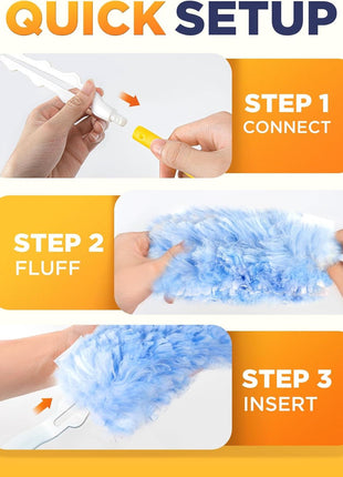 Heavy Duty Duster Refills for Swiffer Duster, 20 Count | 1 Handle, 360° Multisurface, 4X Microfibers, Unscented Disposable Dusters for Cleaning