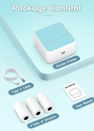 Anycash Sticker Printer - Printpods Mini Printer with Stickers, Bluetooth Inkless Printers, Sticker Maker, Portable Thermal Print Pod for iPhone, Impresora Portátil for Notes, Journal, DIY, Kids Gift