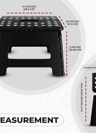 Utopia Home Folding Step Stool   (Pack of 1) Foot Stool with 9 Inch Height   Holds Up to 300 lbs   Lightweight Plastic Foldable Step Stool for Kitchen, Bathroom & Living Room (Black)