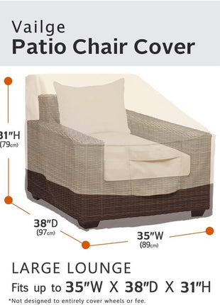 Vailge Patio Chair Covers, Lounge Deep Seat Cover, Heavy Duty and Waterproof Outdoor Lawn Patio Furniture Covers (2 Pack - Large, Beige & Brown)