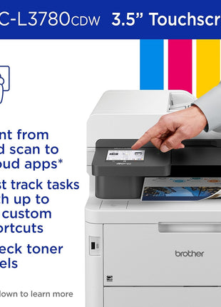 Brother MFC-L3780CDW Wireless Digital Color All-in-One Printer with Laser Quality Output, Single Pass Duplex Copy & Scan | Includes 2 Month Refresh Subscription Trial, Works with Alexa