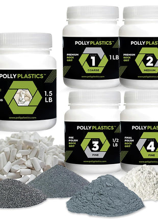 Polly Plastics Rock Tumbler Grit and Polish Refill & Ceramic Tumbling Filler Media - Silicone Carbide Polisher Grit - Rock Polish Supplies & Accessories