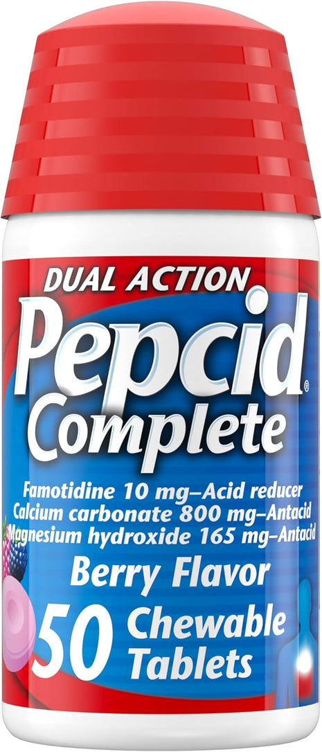 Pepcid Complete Acid Reducer + Antacid Chews, 10mg Famotidine, Berry, 50 Ct