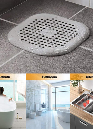 Bovinde Hair Drain Catcher,Square Cover for Shower 2 Pack (Sliver Grey) | Drainer Cover Silicone Hair Stopper with Suction Cups,Protector Accessories,Easy to Install Suit for Bathroom,Bathtub,Sink