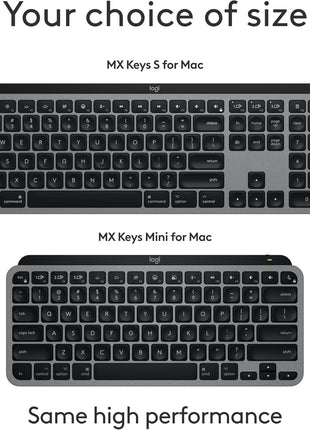 Logitech MX Keys Mini for Mac Minimalist Wireless Keyboard - Space Grey | Compact, Bluetooth, USB-C, tactile typing, compatible with MacBook Pro, MacBook Air, iMac, iPad