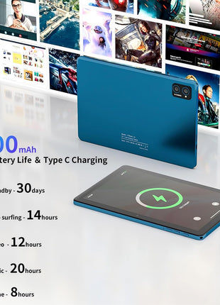 10 inch Android 15 Tablet: Octa-Core, 8GB RAM 64GB, 7000mAh, with Stand Case, IPS HD Display, Wi-Fi 6, OTG, Metal Body – Fast & Portable Tablet for Work & Entertainment, 2-Year Protection