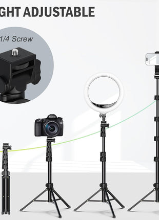 Liphisy 64" Tripod for Cell Phone & Camera, Phone Tripod with Remote and Phone Holder, Sturdy & Stable Height Adjustable Multi-Angle Shot Selfie Stick Tripod for Video Recording