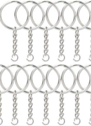 150 Pcs NANSSY 1 Inch/25mm Split Keyrings with Chain Silver Keychain Ring, Key Chains Rings Parts with Open Jump Ring and Connector.