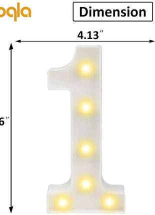 Decorative Led Light Up Number Letters, White Plastic Marquee Number Lights Sign Party Wedding Decor Battery Operated Number (1)