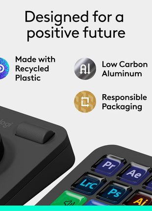 Logitech MX Creative Console, 9 Customizable LCD Keys, Stream Deck Accessories,Connectivity Technology USB-C, Control Dial for Graphic Design, Zoom, Spotify - Graphite, 3-Month Adobe Cloud Membership
