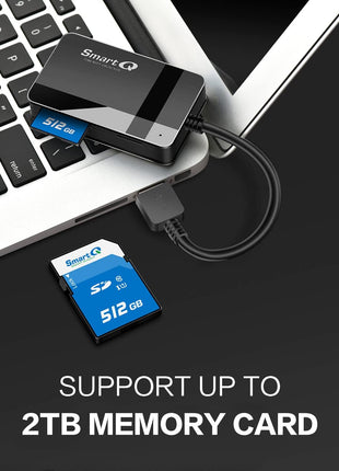 SmartQ C368 USB 3.0 Card Reader - Plug & Play, Compatible with Apple & Windows, Supports SD, Micro SD, MS, CF Cards