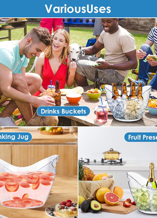 Ice Bucket Wine Bucket,Clear Acrylic 4 Liter Plastic Tub for Drinks and Parties, Food Grade, Perfect for Wine, Champagne or Beer Bottles