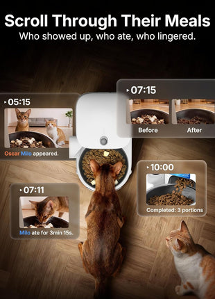 PETKIT Automatic Cat Feeder with Camera, Upgraded Multi-Cat Recognition, 2.4G&5G WiFi Pet Feeder with Freshness Preservation,3L Timed Food Dispenser with Low Food Sensor,Night Vision Motion Capturing